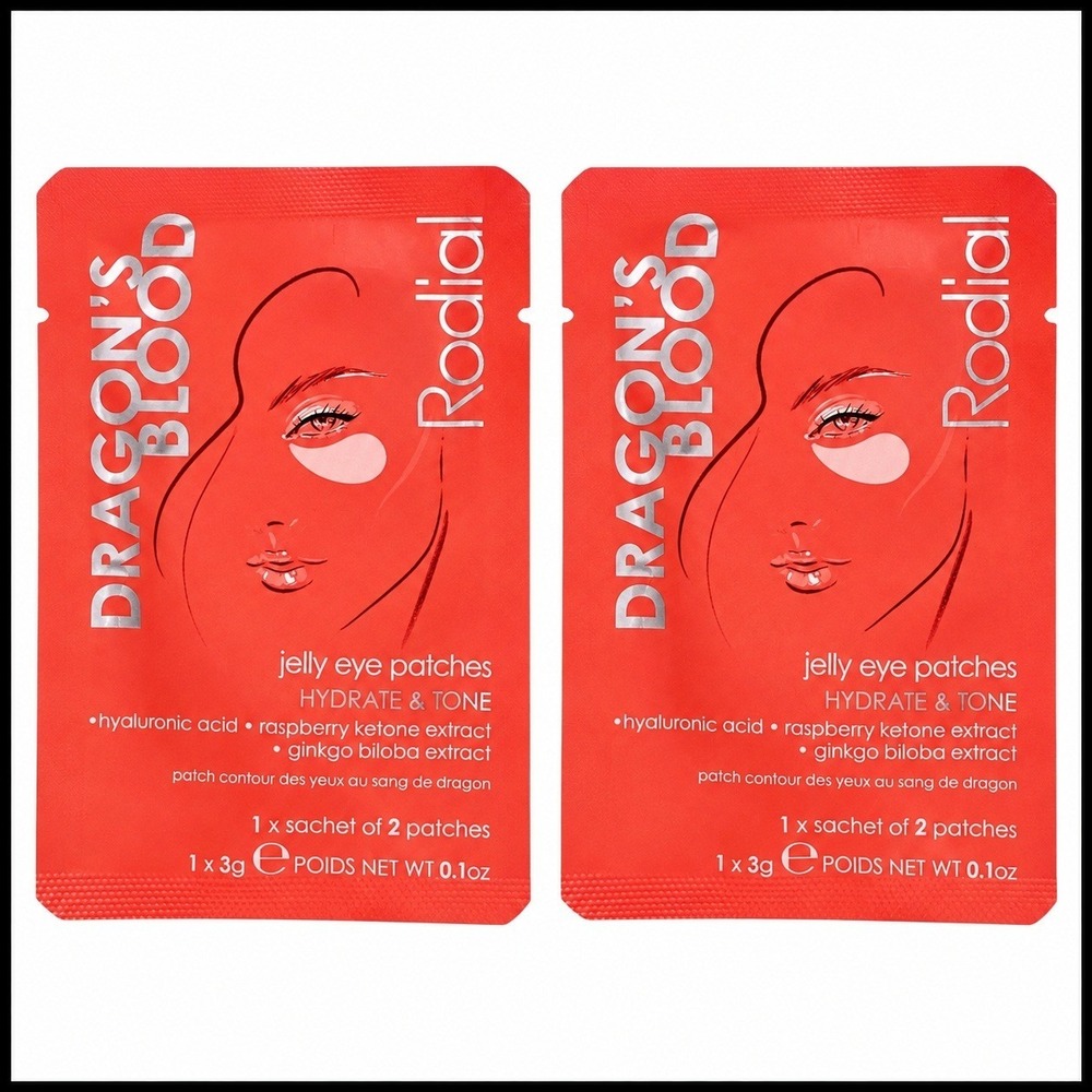 2 x Rodial Dragons Blood Jelly Eye Patches Hydrate Tone Hyaluronic Acid